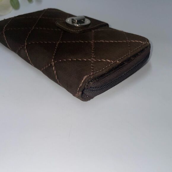 Vera Bradley Quilted Diamond Stitch Brown Turnlock Clutch Wallet - Picture 6 of 9